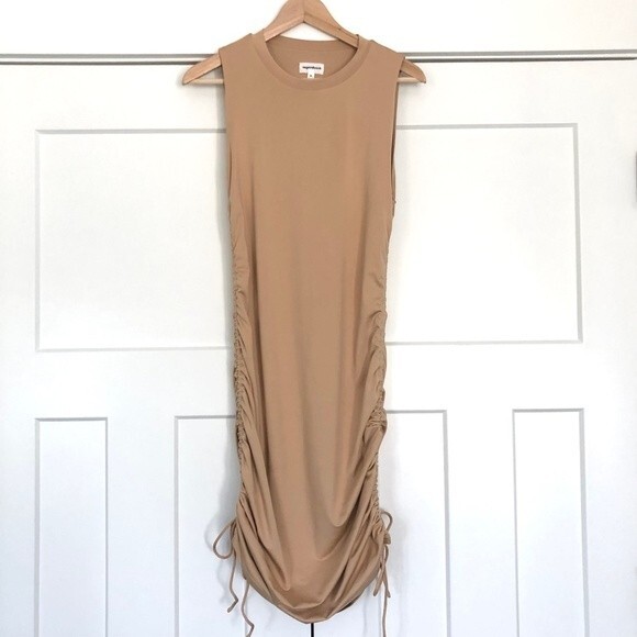 ❤️ Superdown Cory Ruched Side Mini Dress in Nude/Tan - XL - Picture 5 of 10